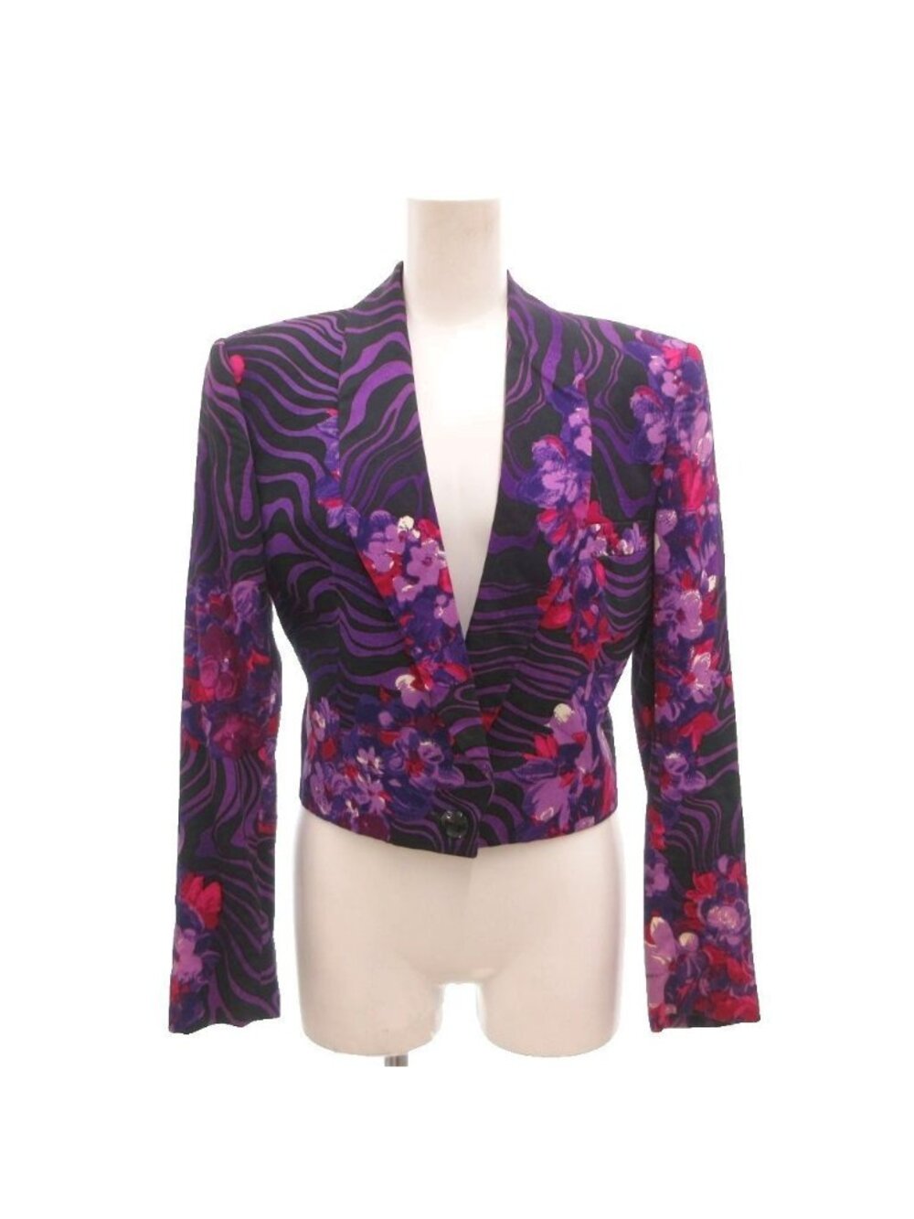 Versace Gianni Jacket Floral Pattern Zebra All Over Print Shawl Collar Short